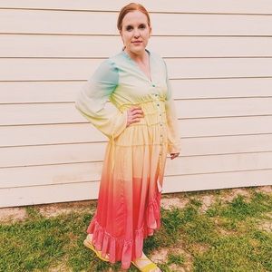 Hazel & Olive Rainbow Tiered Midi Dress